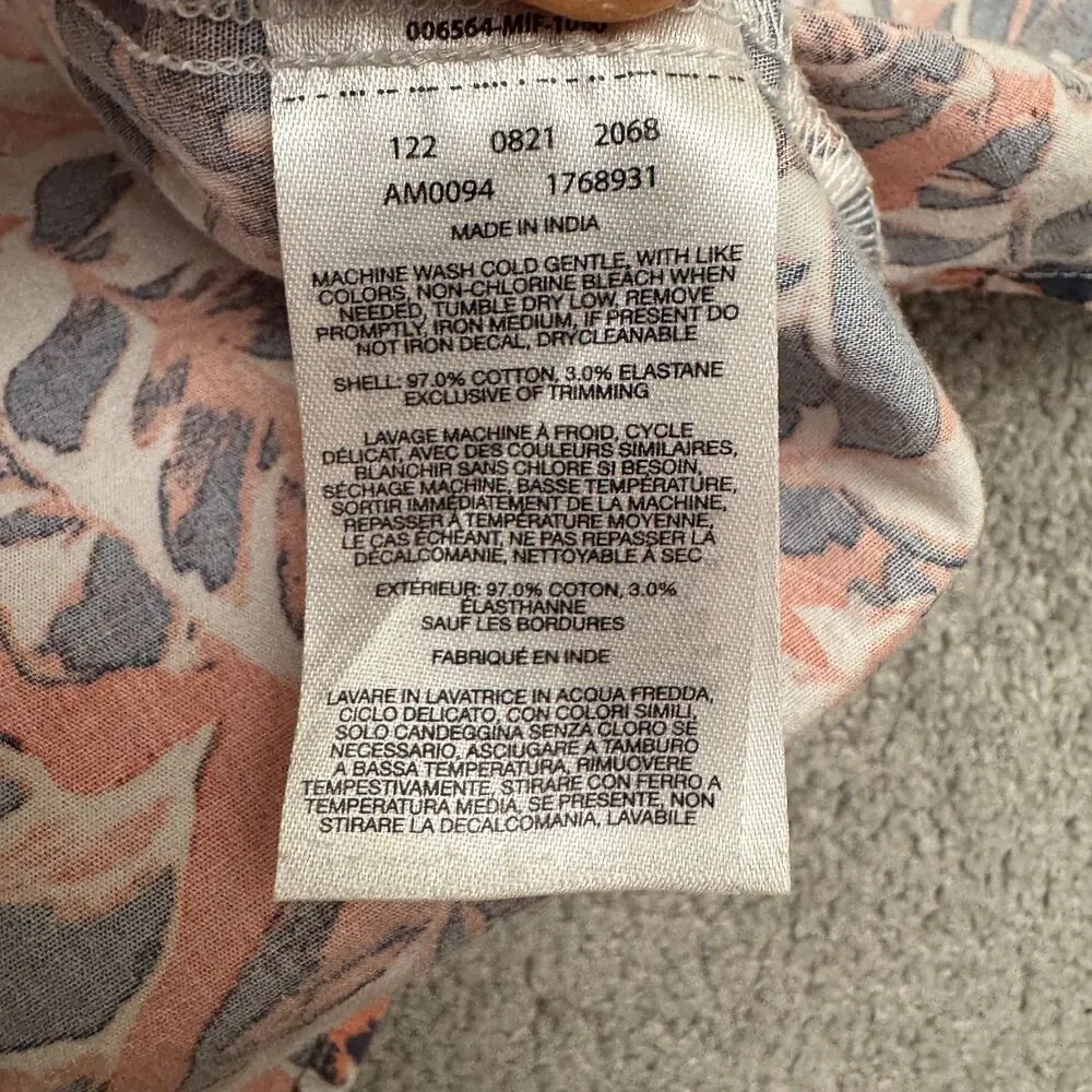 Columbia Rapid River Floral Button Down Shirt Mens Medium Navy Peach Cotton Boho